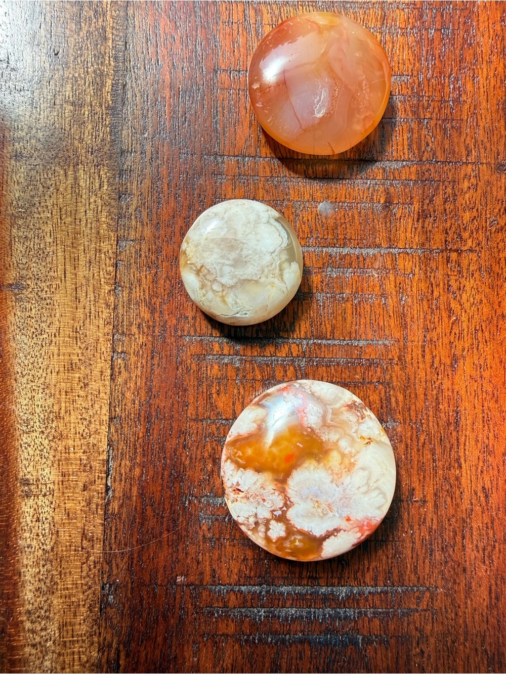 Bundle of 3 • Flower Agate; Carnelian Flower Agate - Cream, Orange, White, Pink